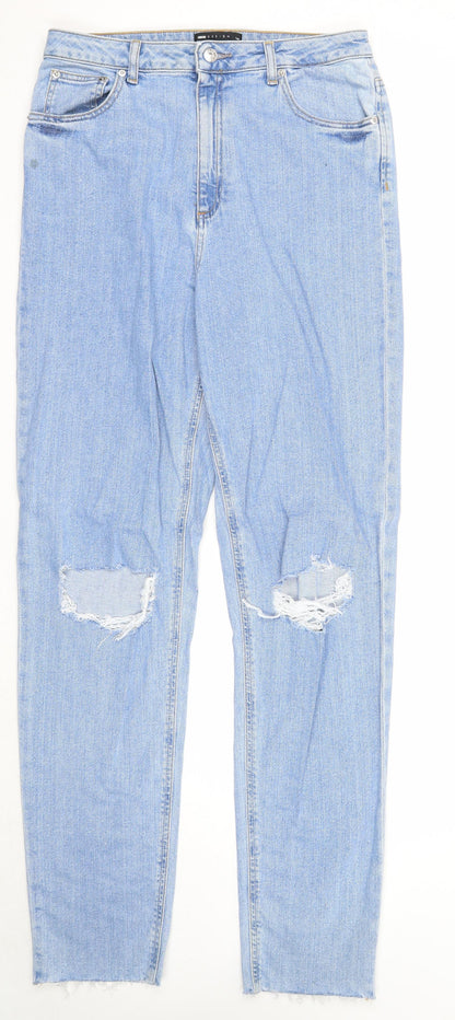 ASOS Mens Blue Cotton Straight Jeans Size 32 in L36 in Regular Zip