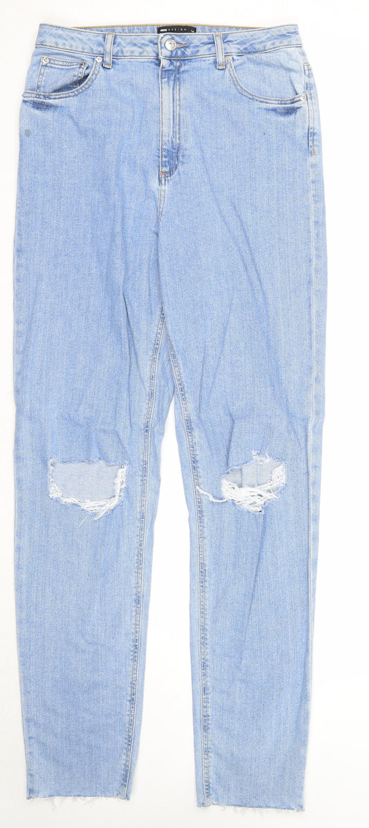 ASOS Mens Blue Cotton Straight Jeans Size 32 in L36 in Regular Zip