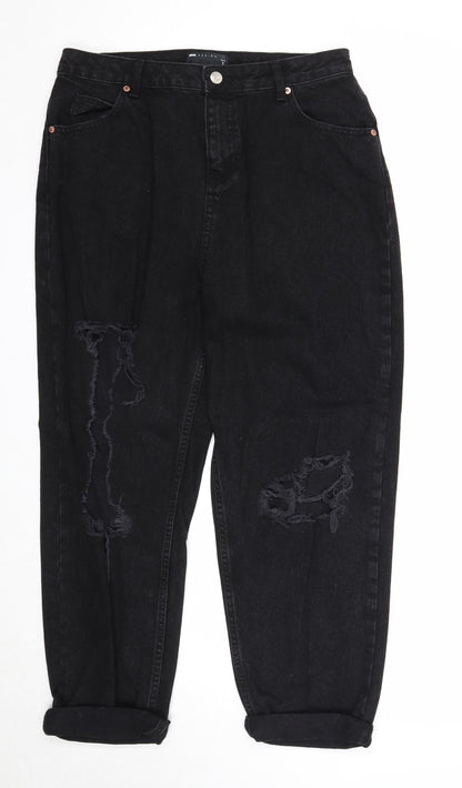 ASOS Womens Black Cotton Straight Jeans Size 32 in L28 in Regular Zip