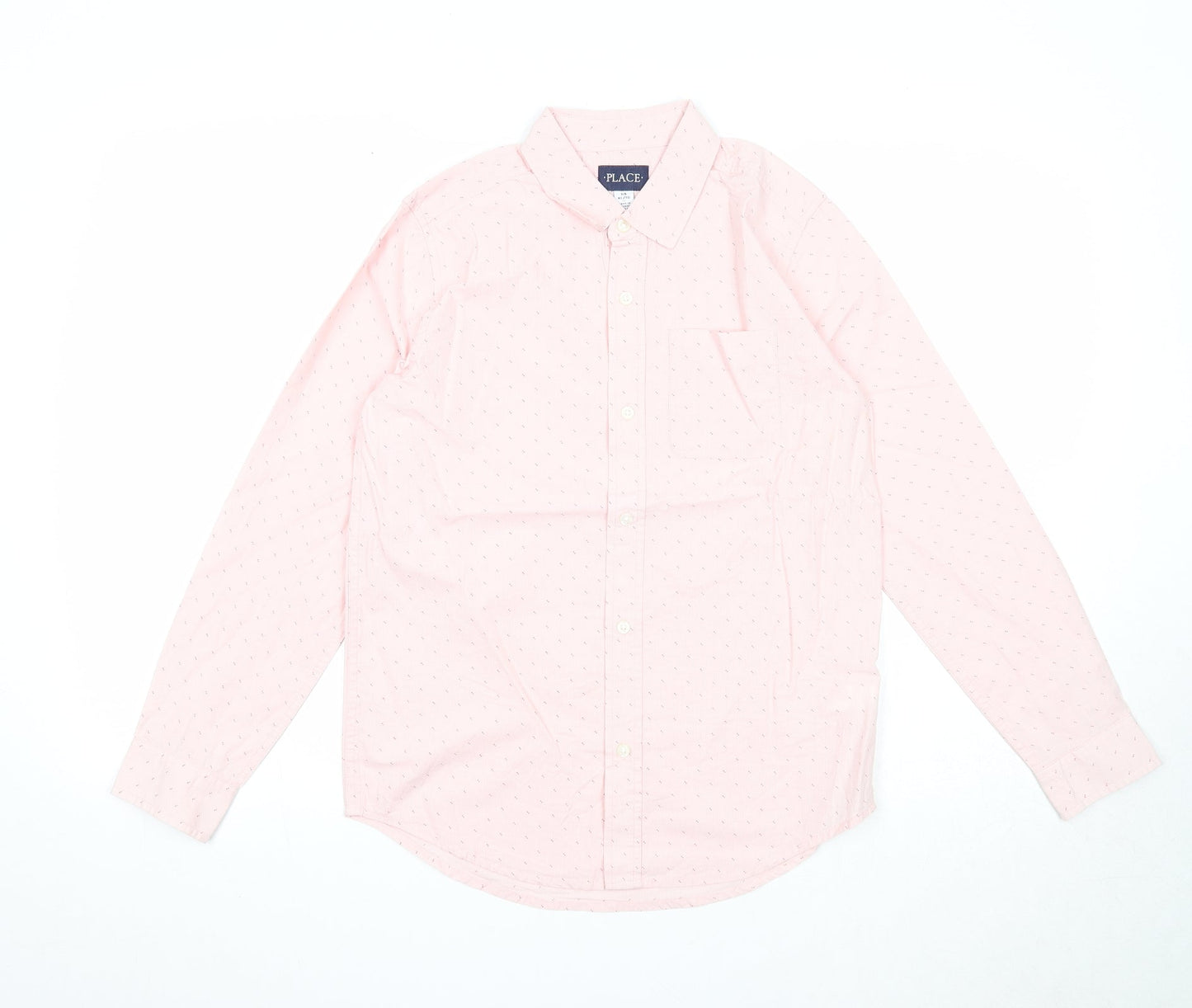Mens UK Size 14 Place Pink  Button-Up Long Sleeve Casual Shirt