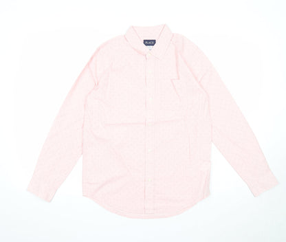 Mens UK Size 14 Place Pink  Button-Up Long Sleeve Casual Shirt