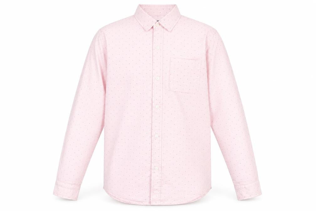 Mens UK Size 14 Place Pink  Button-Up Long Sleeve Casual Shirt