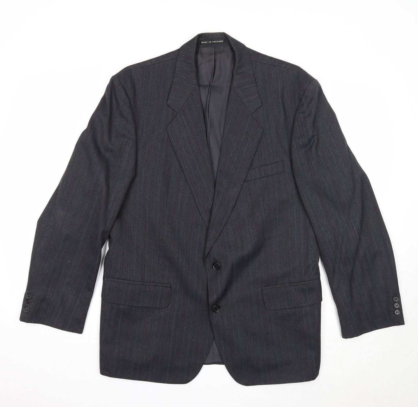 Mens UK Size 42 Pin Stripe Regular Black Suit Jacket
