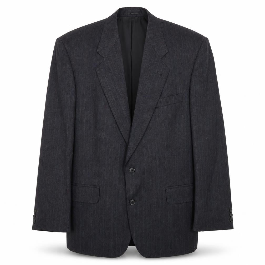 Mens UK Size 42 Pin Stripe Regular Black Suit Jacket