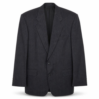 Mens UK Size 42 Pin Stripe Regular Black Suit Jacket