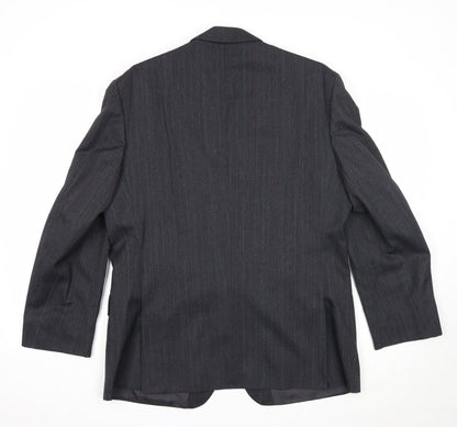 Mens UK Size 42 Pin Stripe Regular Black Suit Jacket