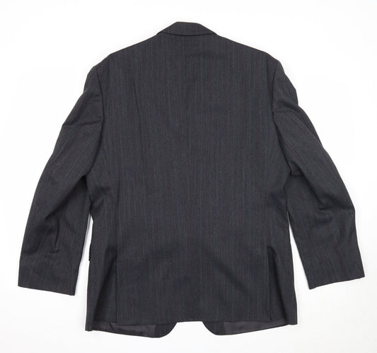 Mens UK Size 42 Pin Stripe Regular Black Suit Jacket