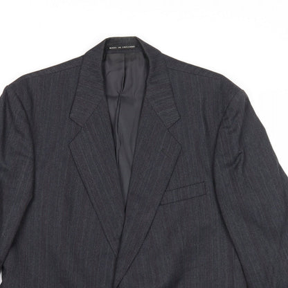 Mens UK Size 42 Pin Stripe Regular Black Suit Jacket