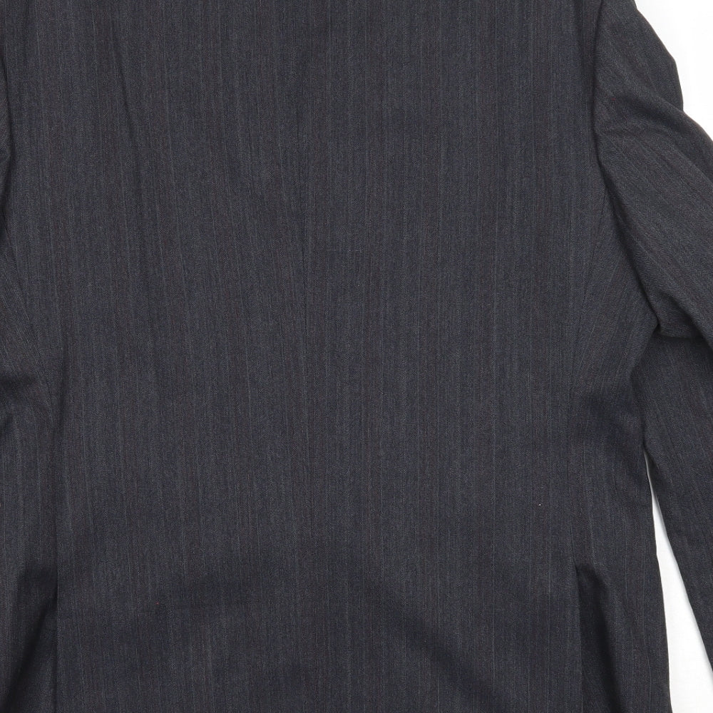 Mens UK Size 42 Pin Stripe Regular Black Suit Jacket