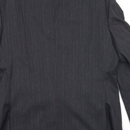 Mens UK Size 42 Pin Stripe Regular Black Suit Jacket