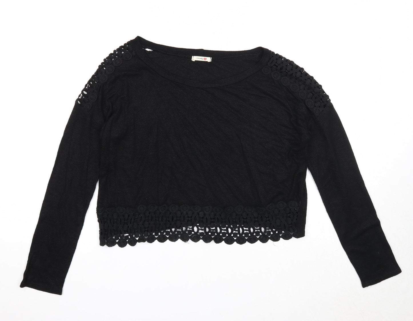 Lovely 153 Womens Black Boat Neck Viscose Pullover Jumper Size S