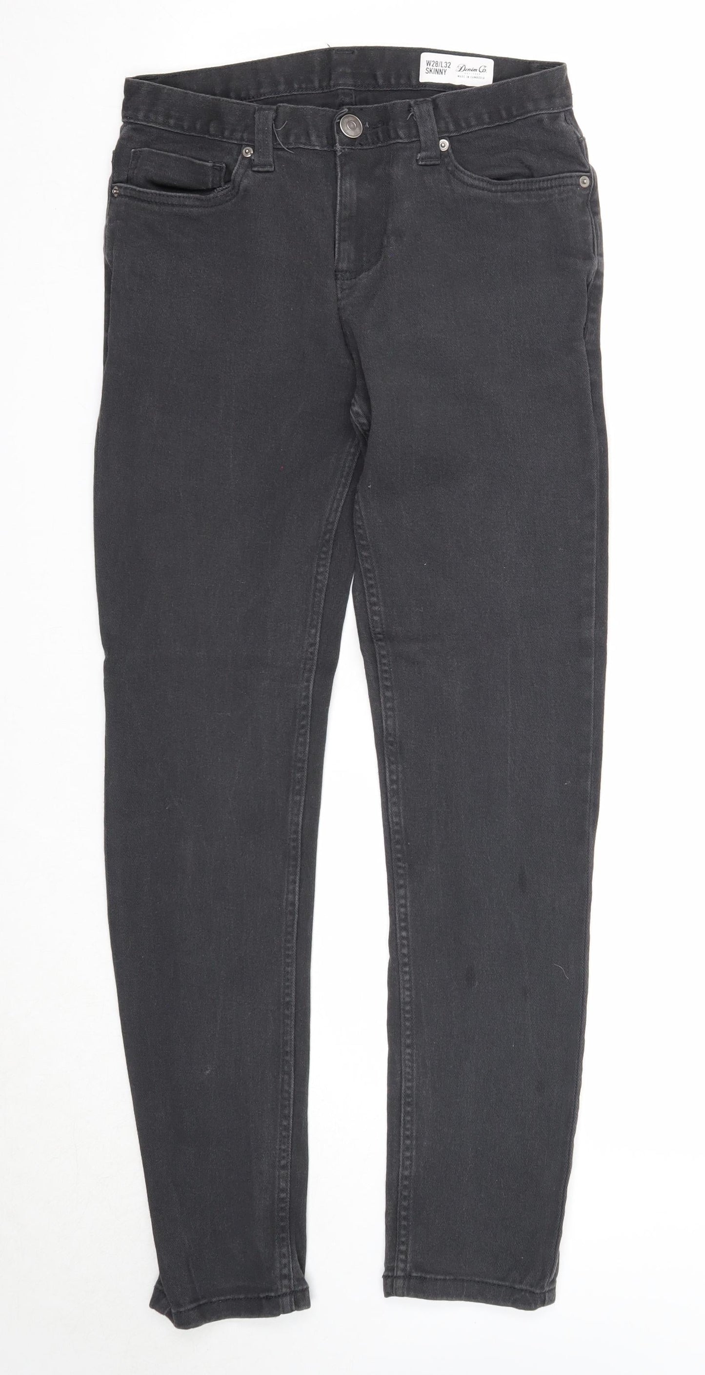 Denim & Co. Mens Black Cotton Straight Jeans Size 28 in L32 in Regular Zip