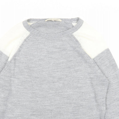 River Island Mens Grey Round Neck Acrylic Pullover Jumper Size S Long Sleeve