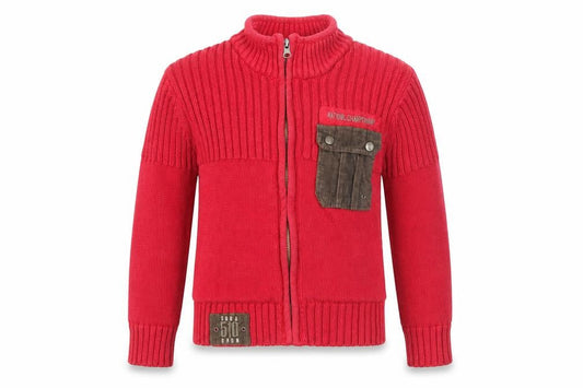 MC Baby Boys Red V-Neck Cotton Full Zip Jumper Size 6 Years Zip