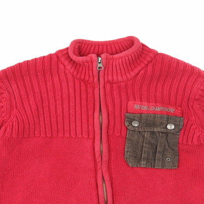 MC Baby Boys Red V-Neck Cotton Full Zip Jumper Size 6 Years Zip