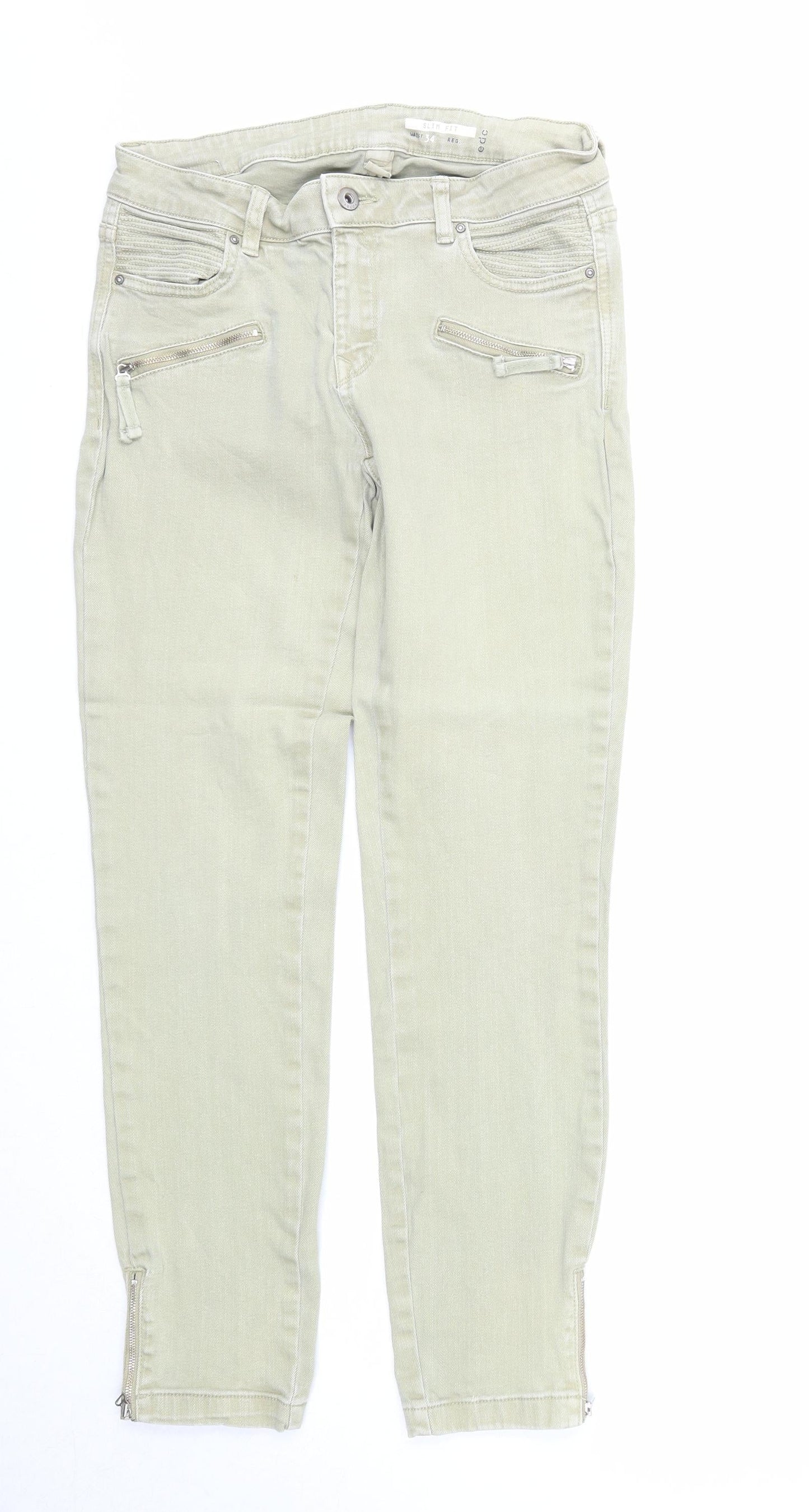 EDC Womens Green Cotton Straight Jeans Size 34 in Regular Zip