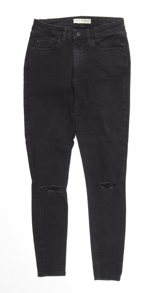 Denim & Co. Womens Black Cotton Skinny Jeans Size 8 Regular Zip
