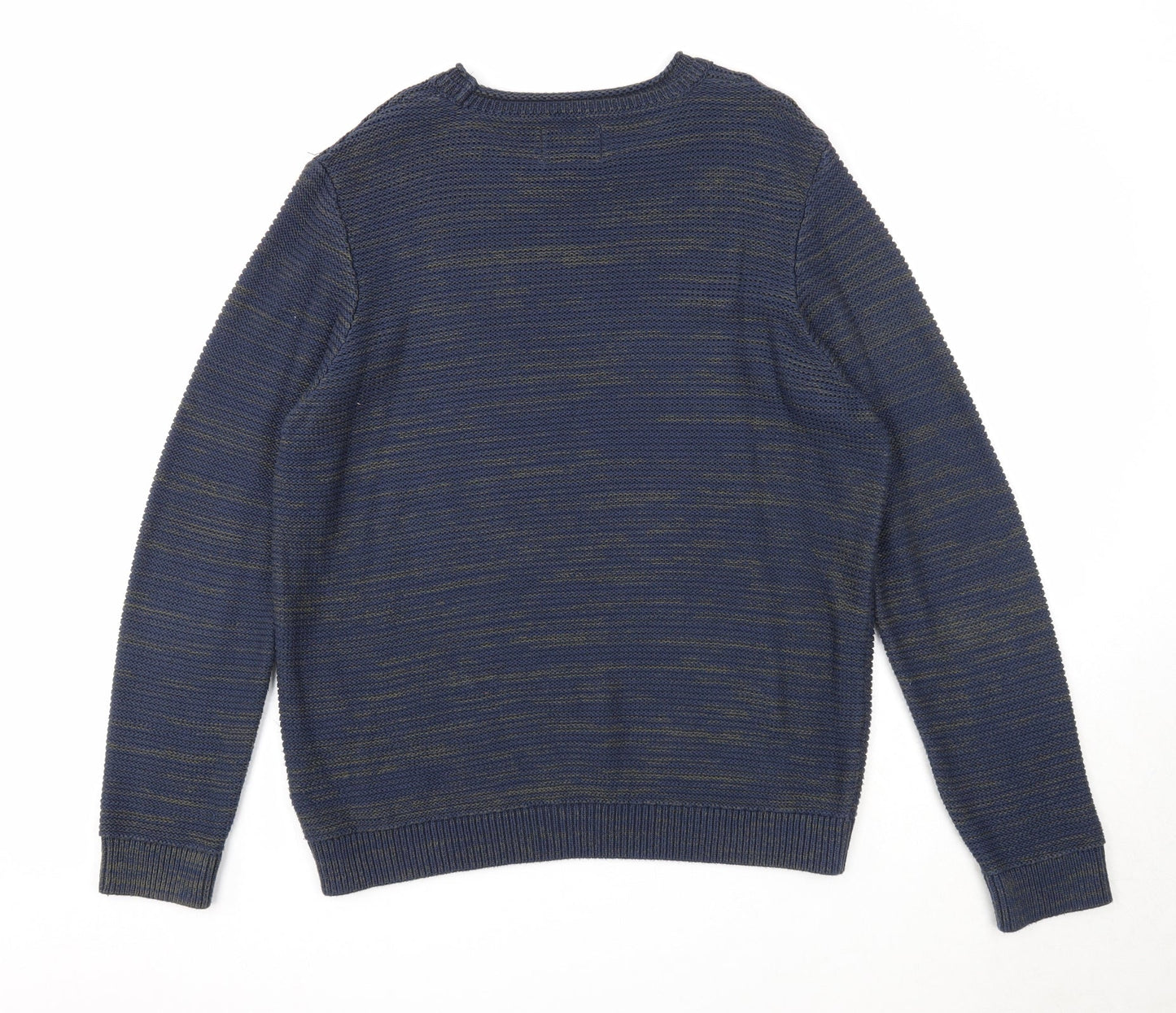 Topman Mens Blue Round Neck Cotton Pullover Jumper Size S Long Sleeve