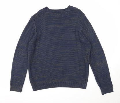 Topman Mens Blue Round Neck Cotton Pullover Jumper Size S Long Sleeve