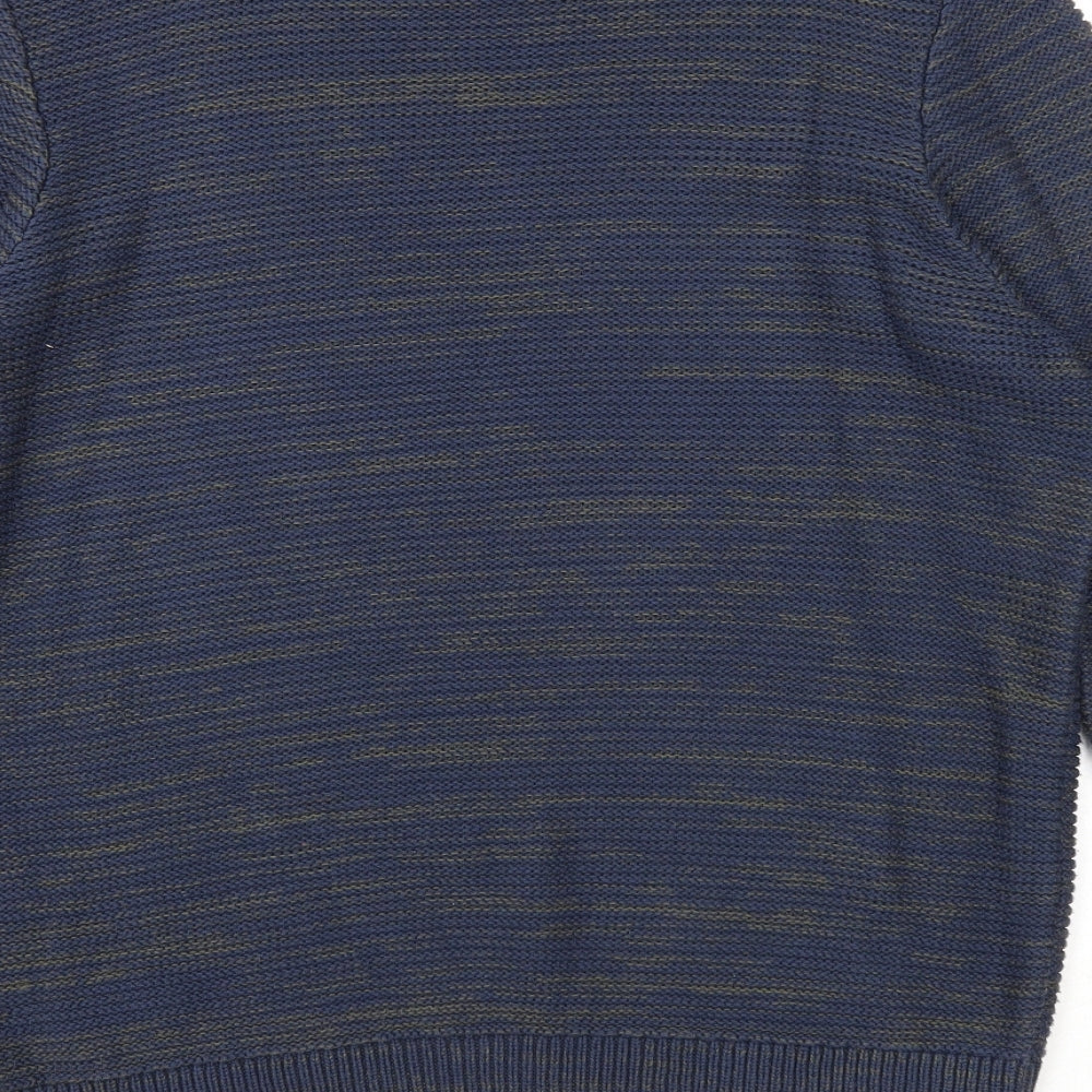 Topman Mens Blue Round Neck Cotton Pullover Jumper Size S Long Sleeve