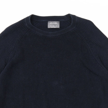 Burton Mens Blue Round Neck Cotton Pullover Jumper Size L Long Sleeve