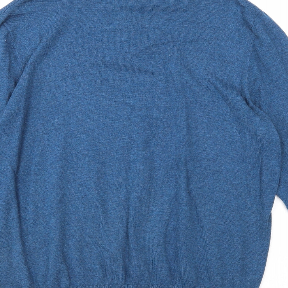 Marks and Spencer Mens Blue Collared Cotton Pullover Jumper Size M Long Sleeve - Shirt Insert