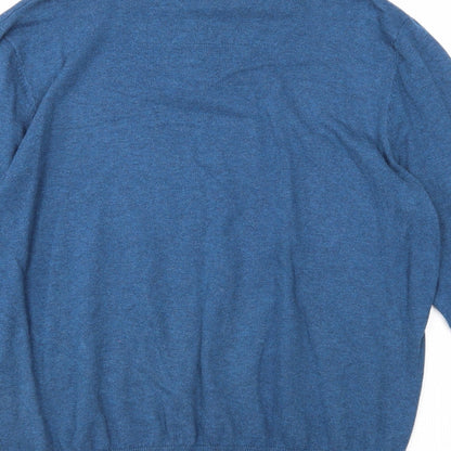 Marks and Spencer Mens Blue Collared Cotton Pullover Jumper Size M Long Sleeve - Shirt Insert
