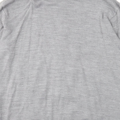 South Bay Mens Grey High Neck Acrylic Full Zip Jumper Size L Long Sleeve