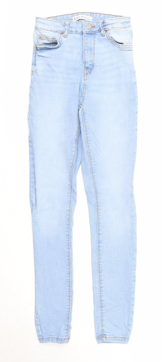 Denim & Co. Womens Blue Cotton Skinny Jeans Size 6 Regular Zip - Waist Size 21 inches