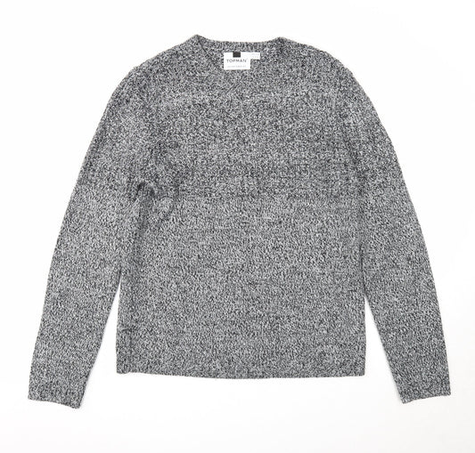 Topman Mens Black Round Neck Acrylic Pullover Jumper Size S Long Sleeve