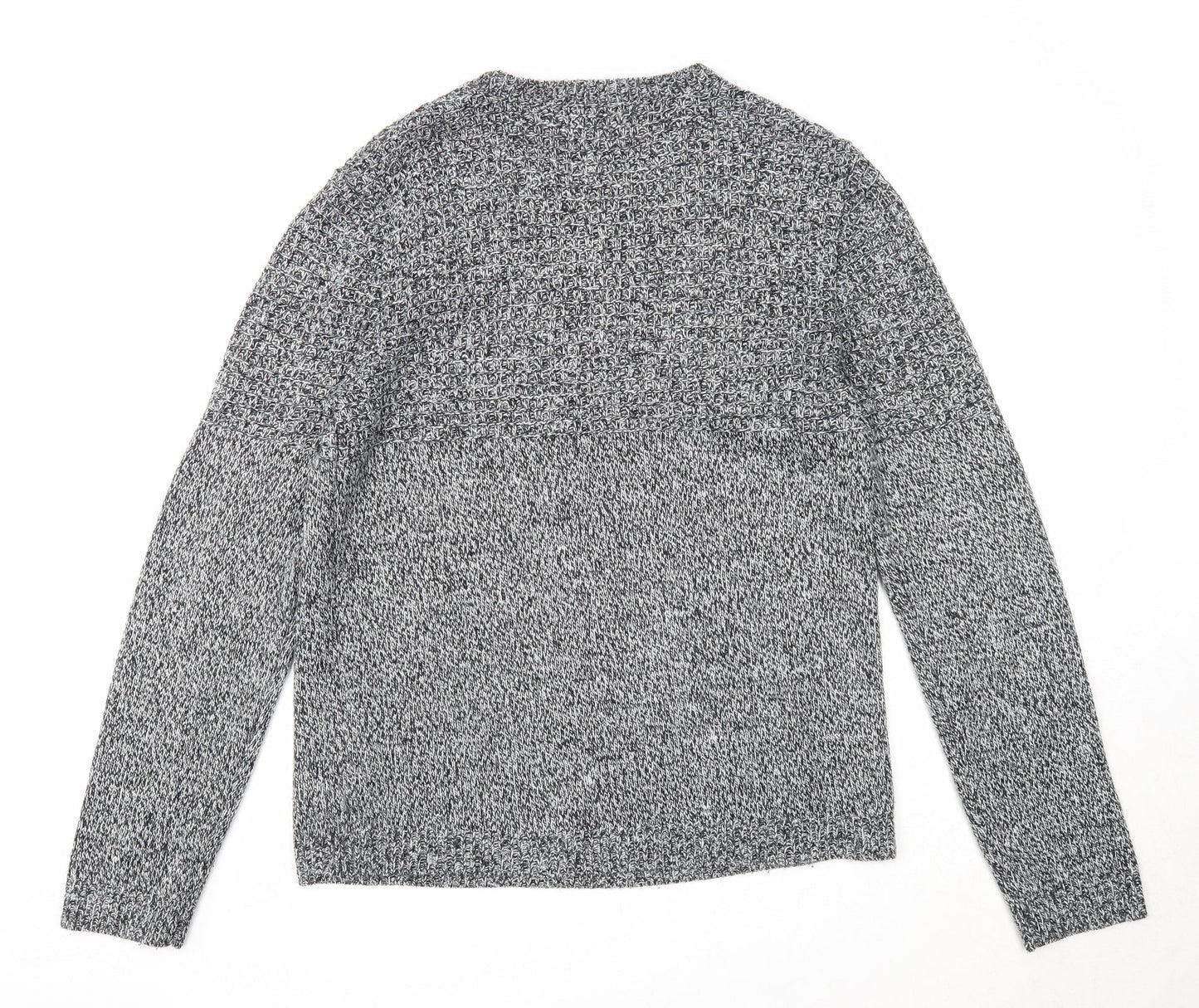 Topman Mens Black Round Neck Acrylic Pullover Jumper Size S Long Sleeve