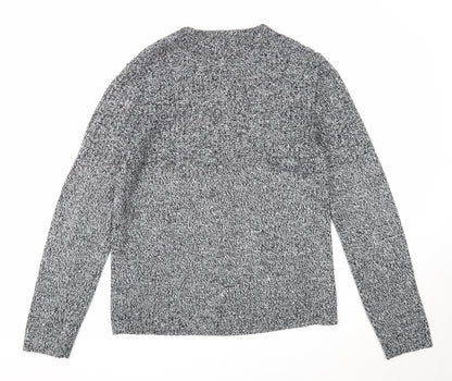 Topman Mens Black Round Neck Acrylic Pullover Jumper Size S Long Sleeve