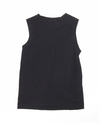 Candy Couture Girls Black Cotton Basic Tank Size 9 Years Round Neck Pullover - New York City
