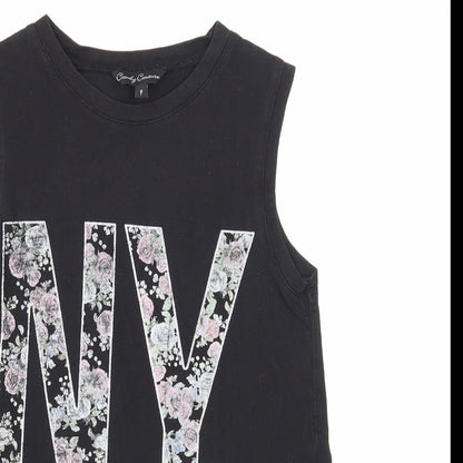 Candy Couture Girls Black Cotton Basic Tank Size 9 Years Round Neck Pullover - New York City