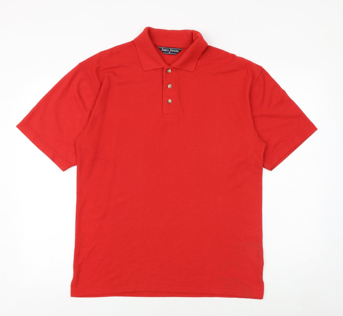 James Jordan Mens Red Cotton Polo Size M Collared Button