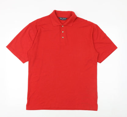 James Jordan Mens Red Cotton Polo Size M Collared Button