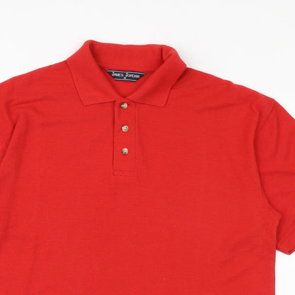 James Jordan Mens Red Cotton Polo Size M Collared Button