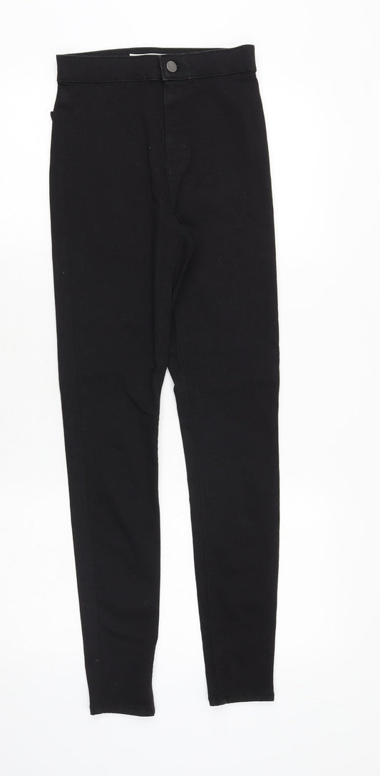 Topshop Womens Black Cotton Jegging Jeans Size 26 in Slim Zip