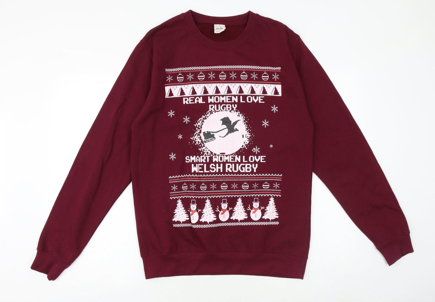 Awdis Mens Purple Cotton Pullover Sweatshirt Size M - Christmas Rugby