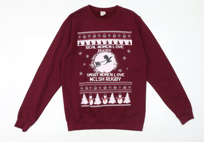 Awdis Mens Purple Cotton Pullover Sweatshirt Size M - Christmas Rugby