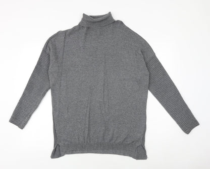 Primark Womens Grey Roll Neck Cotton Pullover Jumper Size 12