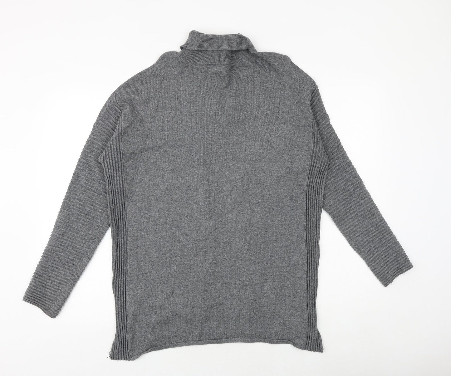 Primark Womens Grey Roll Neck Cotton Pullover Jumper Size 12