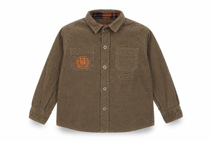 Minnie Minors Boys Brown 100% Cotton Basic Button-Up Size 3-4 Years Collared Button