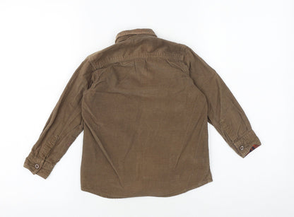 Minnie Minors Boys Brown 100% Cotton Basic Button-Up Size 3-4 Years Collared Button