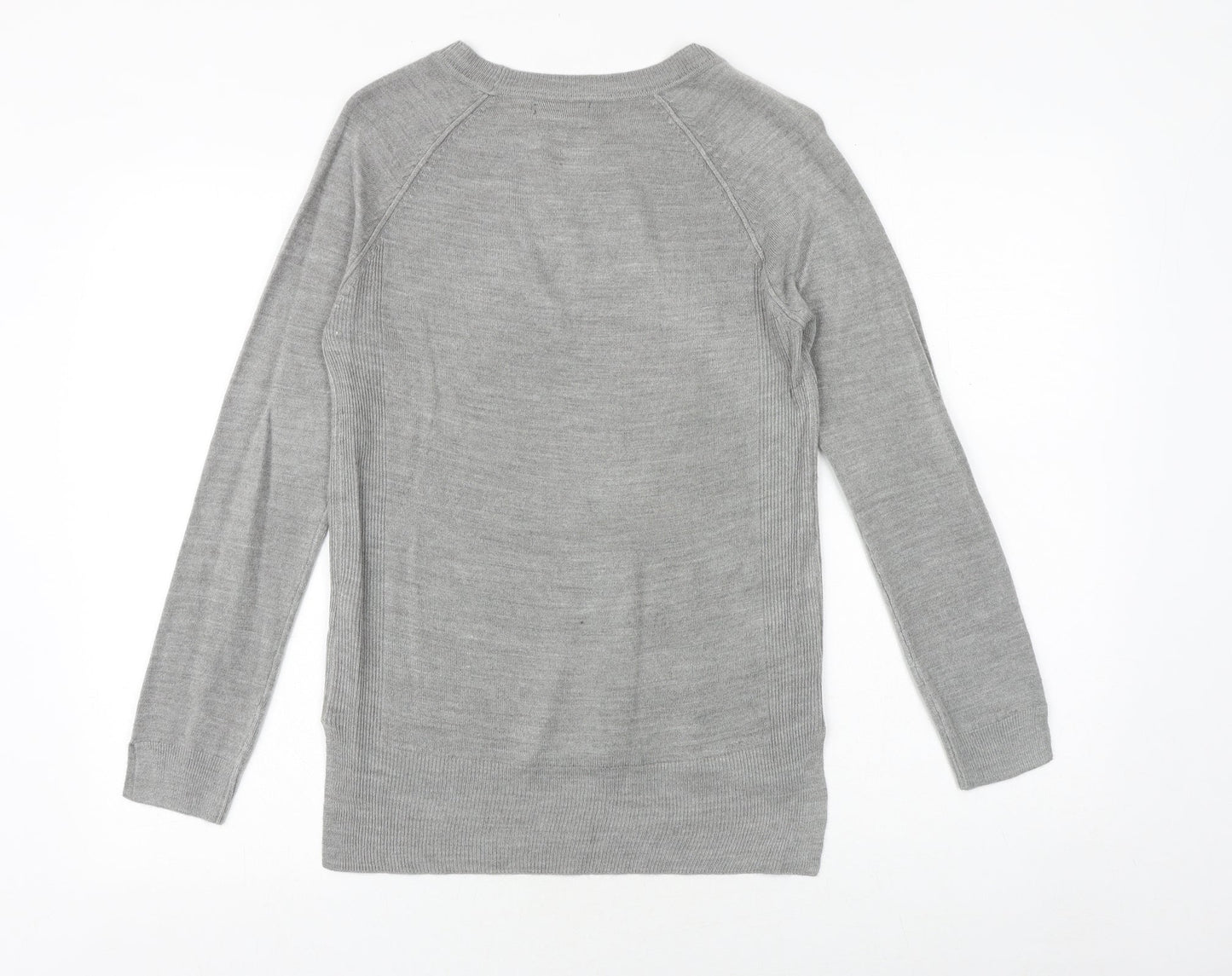 Primark Womens Grey Round Neck Acrylic Pullover Jumper Size 6