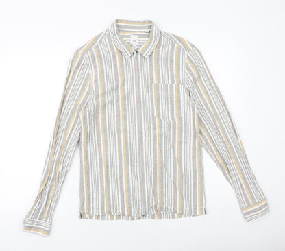 Mens UK Size S River Island Grey  Button-Up Long Sleeve Casual Shirt