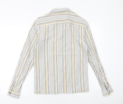 Mens UK Size S River Island Grey  Button-Up Long Sleeve Casual Shirt