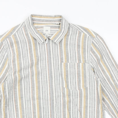 Mens UK Size S River Island Grey  Button-Up Long Sleeve Casual Shirt