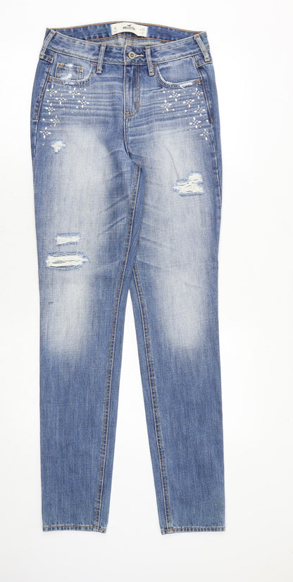 Hollister Womens Blue Cotton Straight Jeans Size 25 in Regular Zip