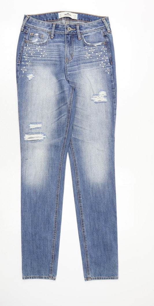 Hollister Womens Blue Cotton Straight Jeans Size 25 in Regular Zip